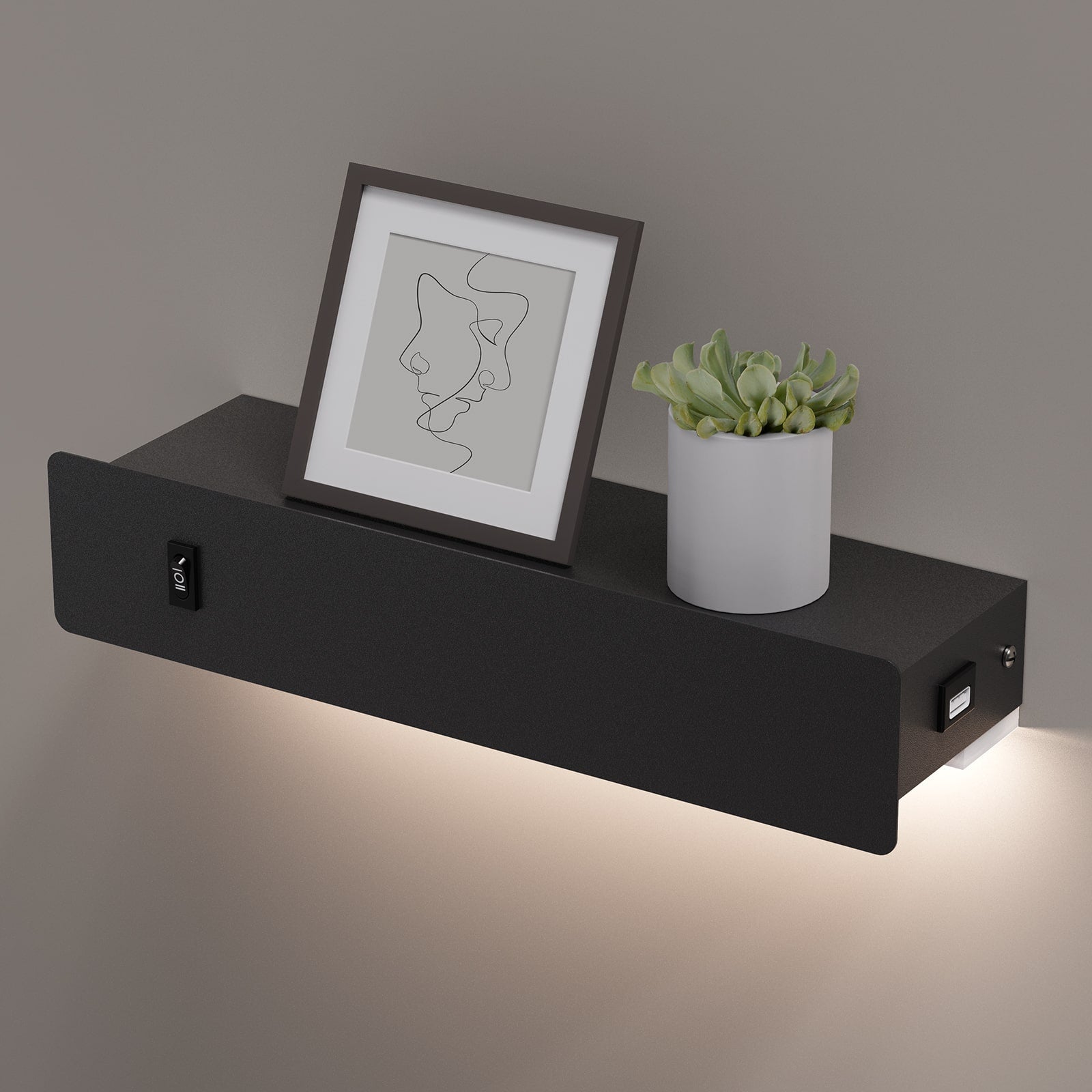 M12 Motion Sensor Dining Room Wall Sconce with Shelf & USB Port
