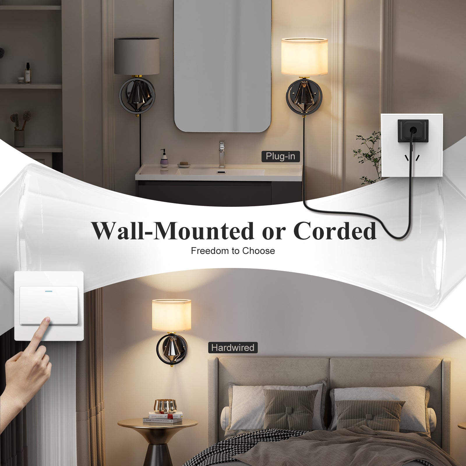 C06-1 Modern Gunmetal Diamond Dimmable Wall Sconce for Bedroom