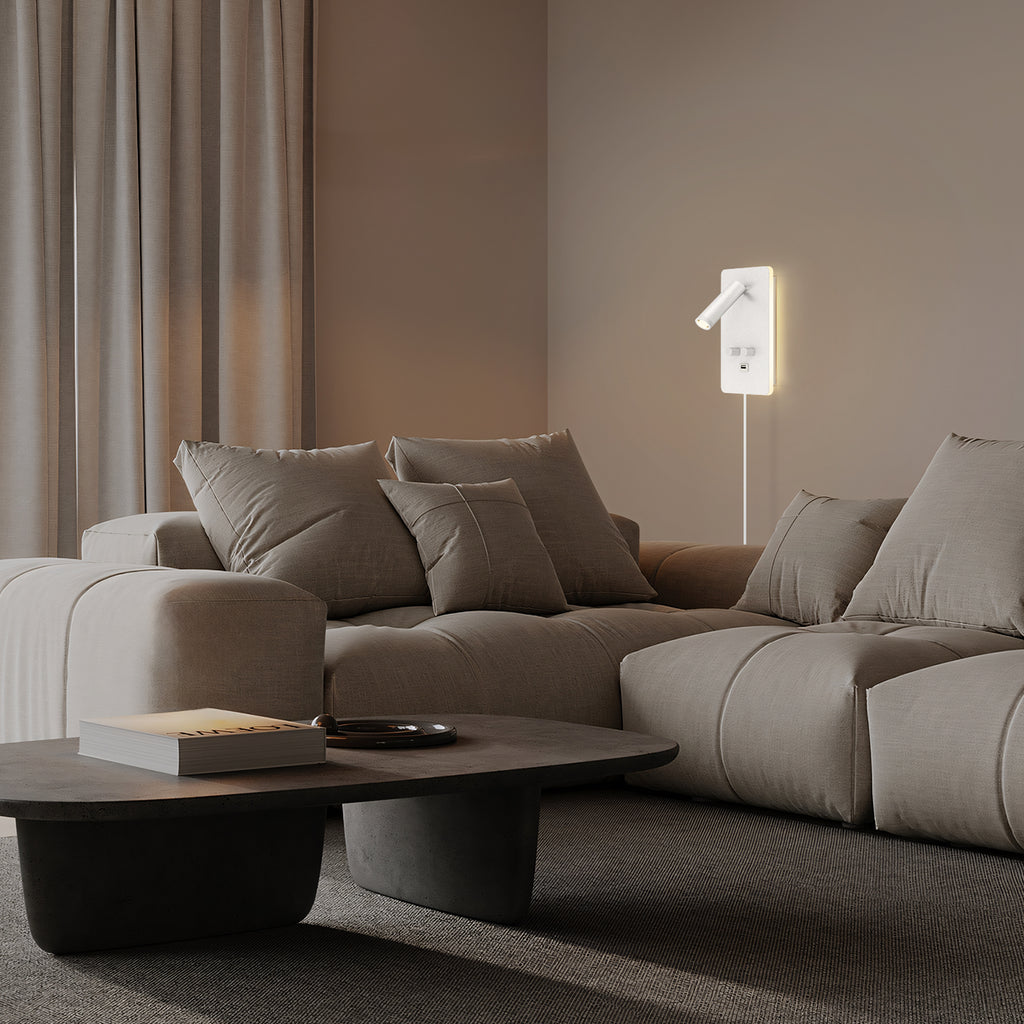 M04 Modern Living Room Wall Lights with Stepless Dimming & USB Port