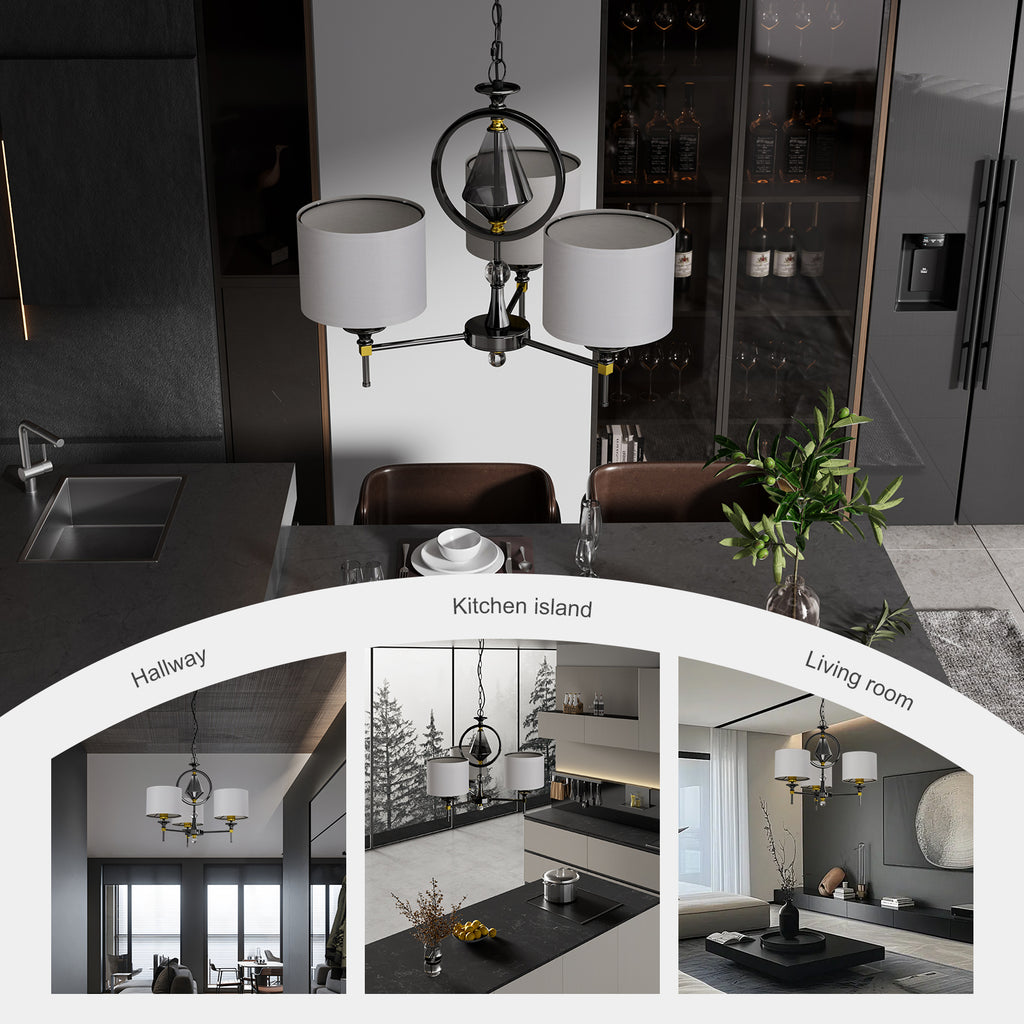 C06-3 Modern Diamond 3-Light Pendant Light for All Home Styles