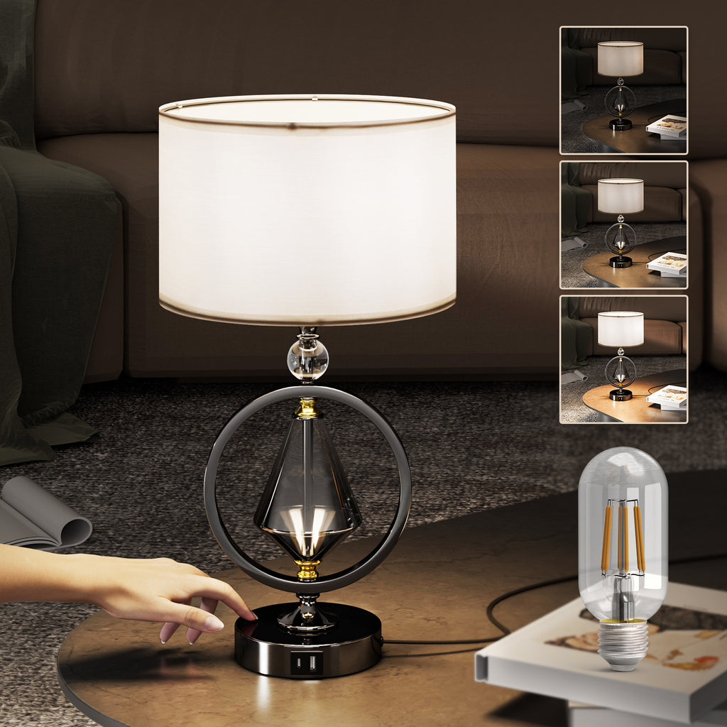 C06-2 Diamond Table Lamp Touch Control 3- Way Dimmable for All Home Styles(Bulb included)