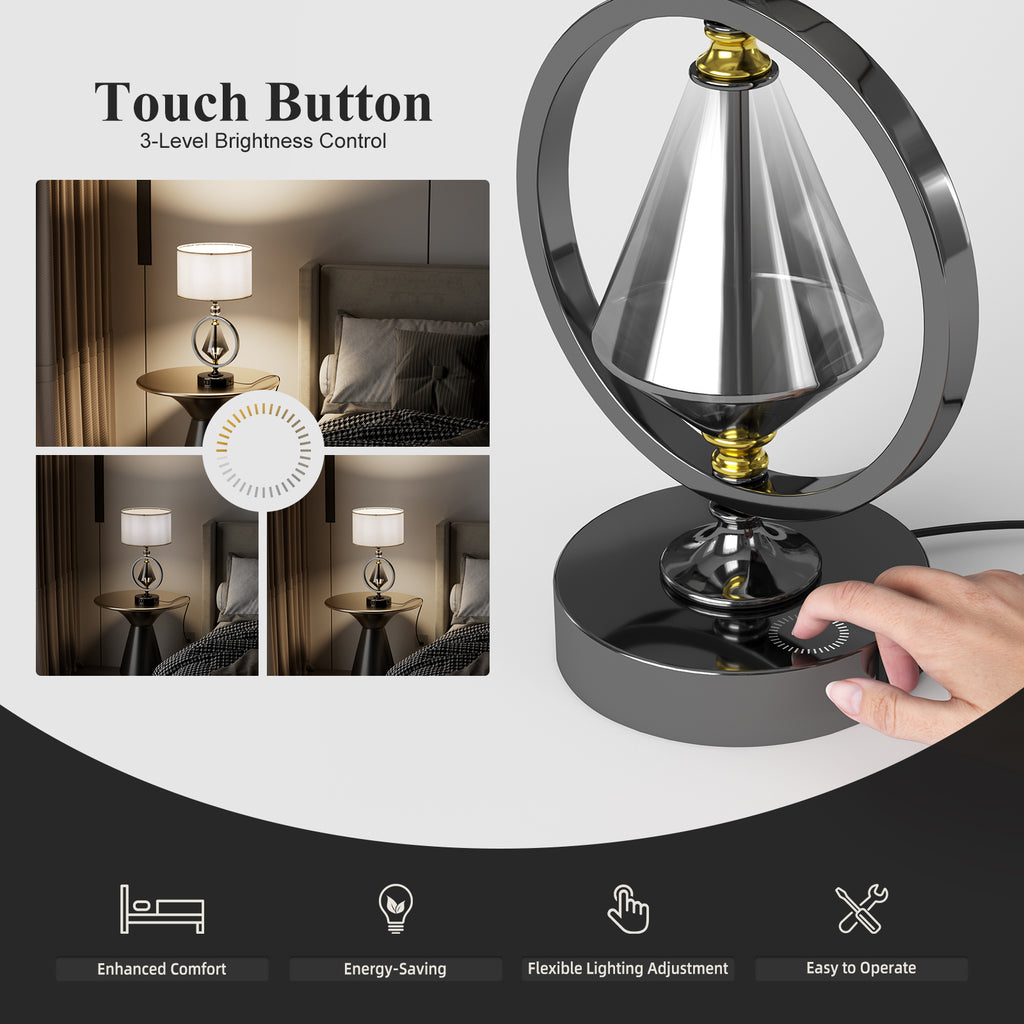 C06-2 Diamond Table Lamp Touch Control 3- Way Dimmable for All Home Styles(Bulb included)