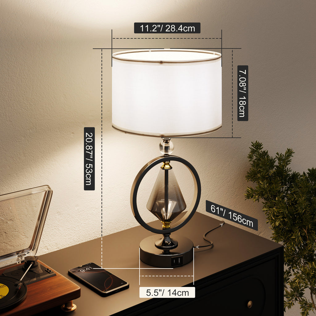 C06-2 Diamond Table Lamp Touch Control 3- Way Dimmable for All Home Styles(Bulb included)