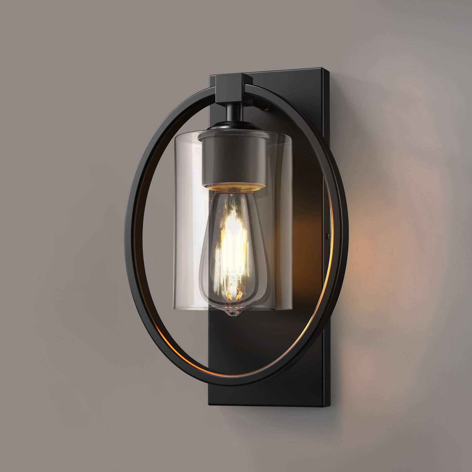 V02 Vintage Glass Wall Sconce with Ring Design, Industrial Wall Light Fixtures