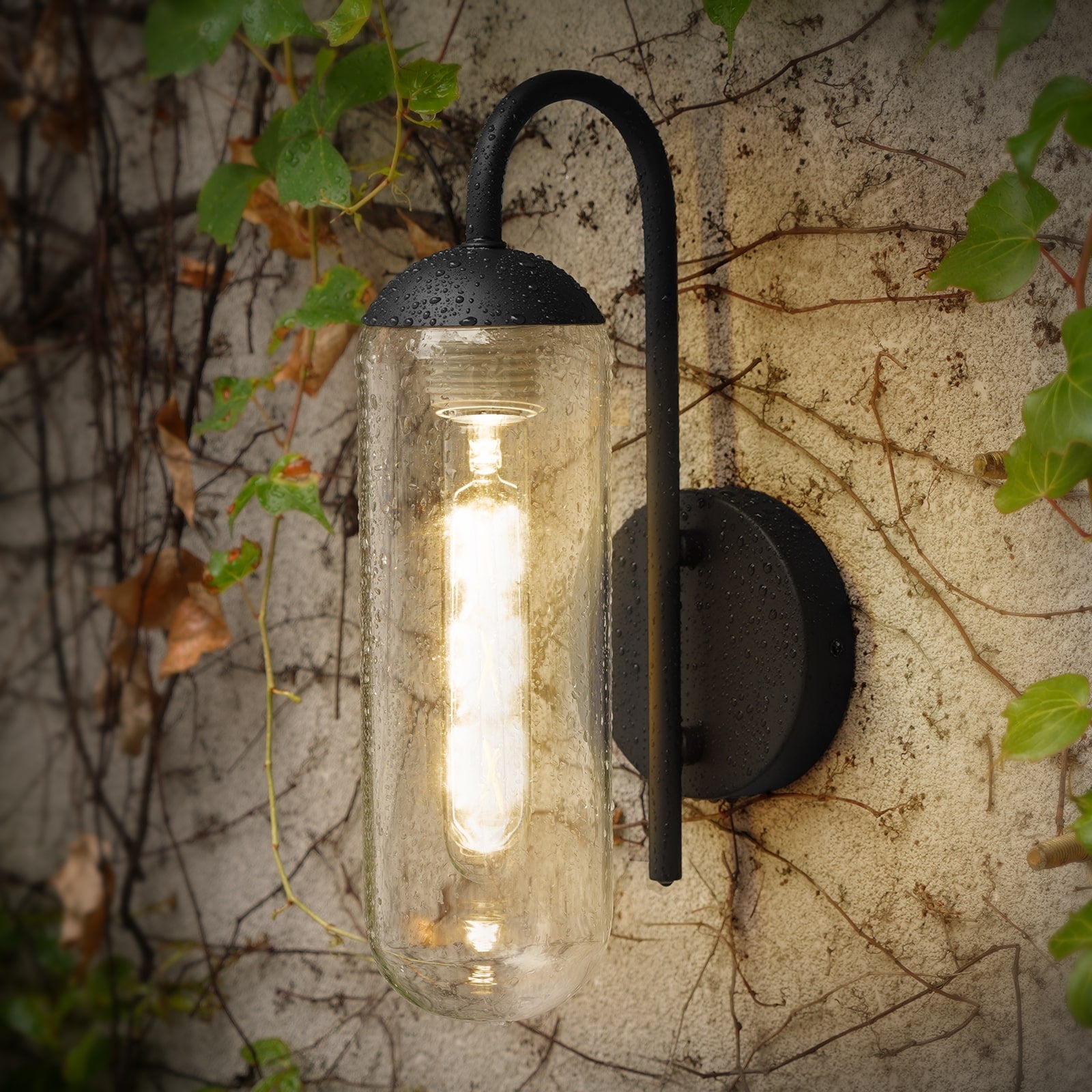 V02 Vintage Frosted Glass Wall Sconce with E26 Base Outdoor Indoor (Bulb Included）