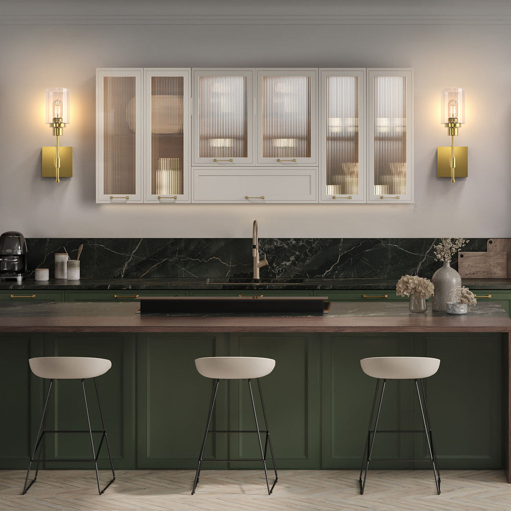 C02 Battery Operated Wall Sconces with Glass Shade for All Home Style（Bulb Included）