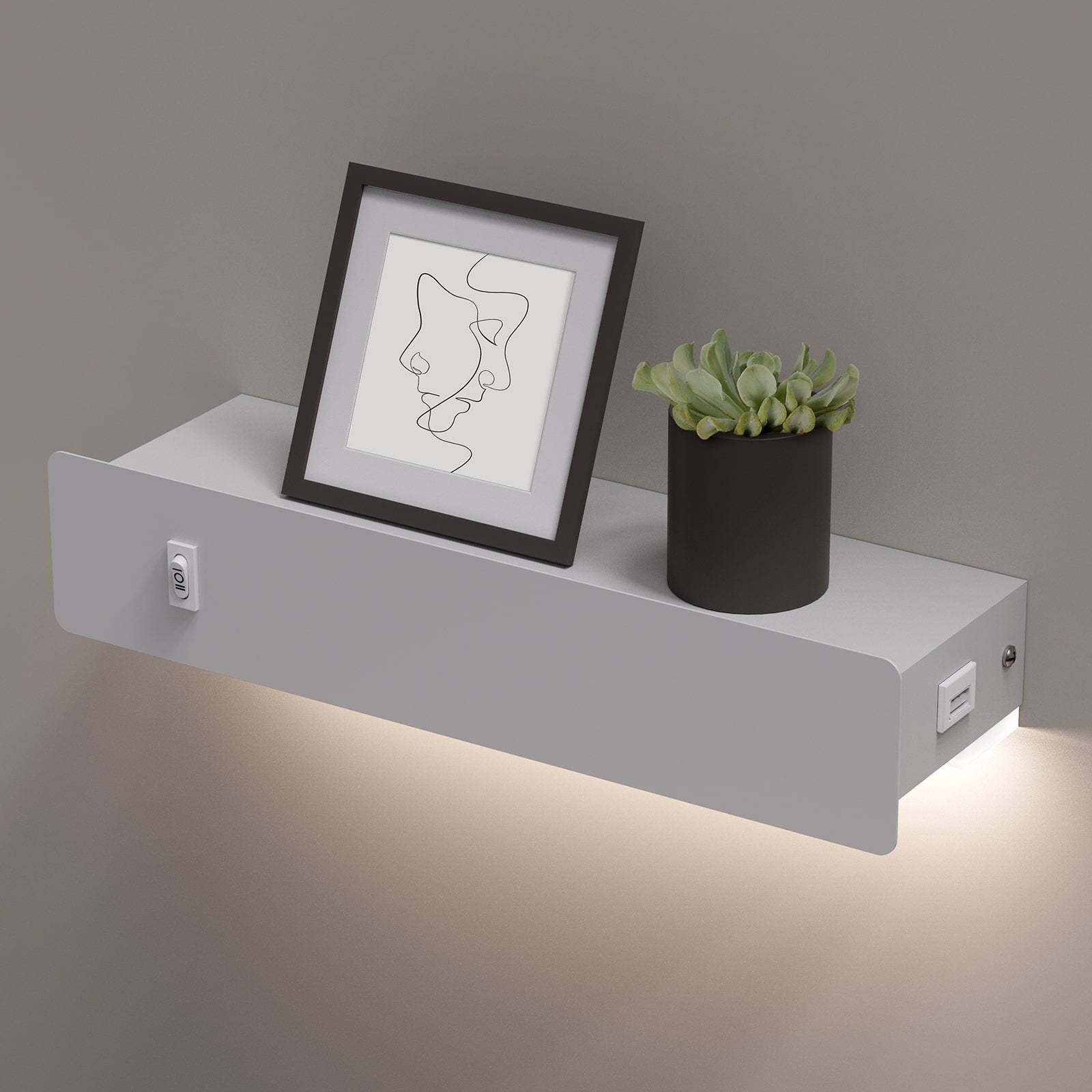 M12 Motion Sensor Night Light Wall Light with Shelf & USB Port for All Home Styles