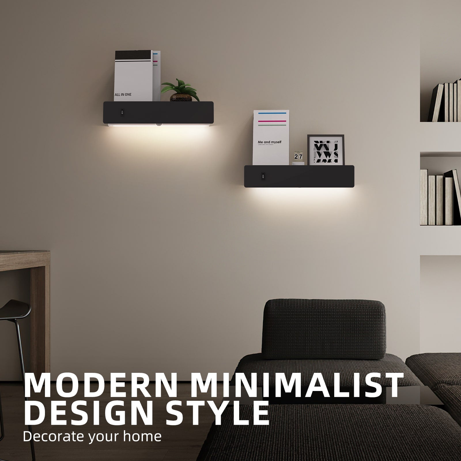 M12 Motion Sensor Night Light Wall Light with Shelf & USB Port for All Home Styles