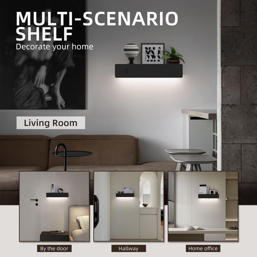 M12 Motion Sensor Night Light Wall Light with Shelf & USB Port for All Home Styles
