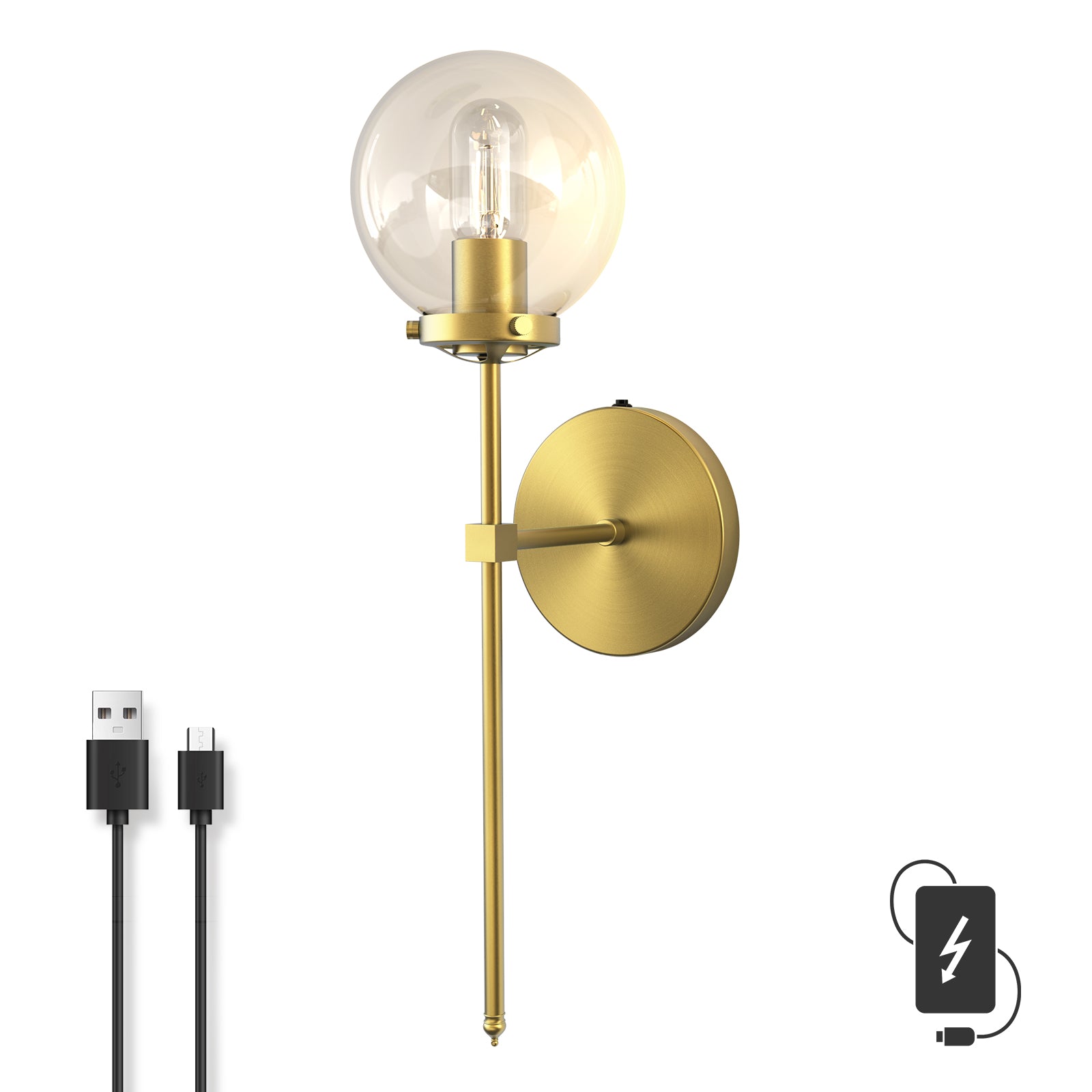 C03 Rechargeable Glass Wall sconces Modern Light Fixture for Kitchen