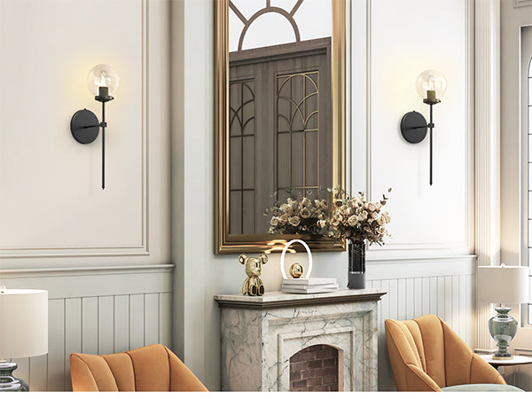 C03 LED Lamp Classic Clear Glass Wall Sconce Battery Powerd