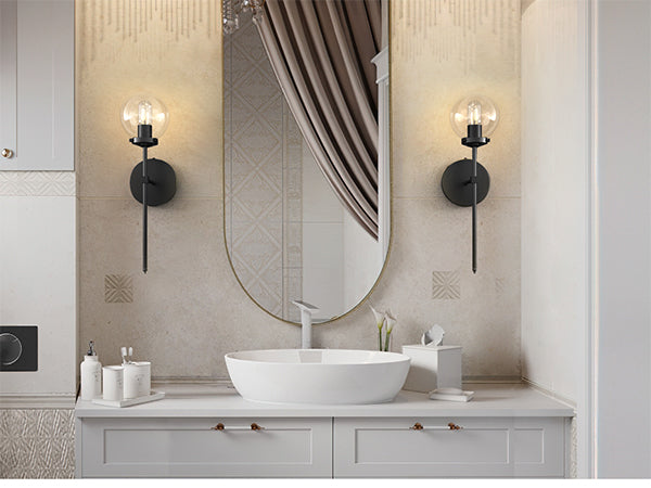 C03 LED Lamp Classic Clear Glass Wall Sconce Battery Powerd