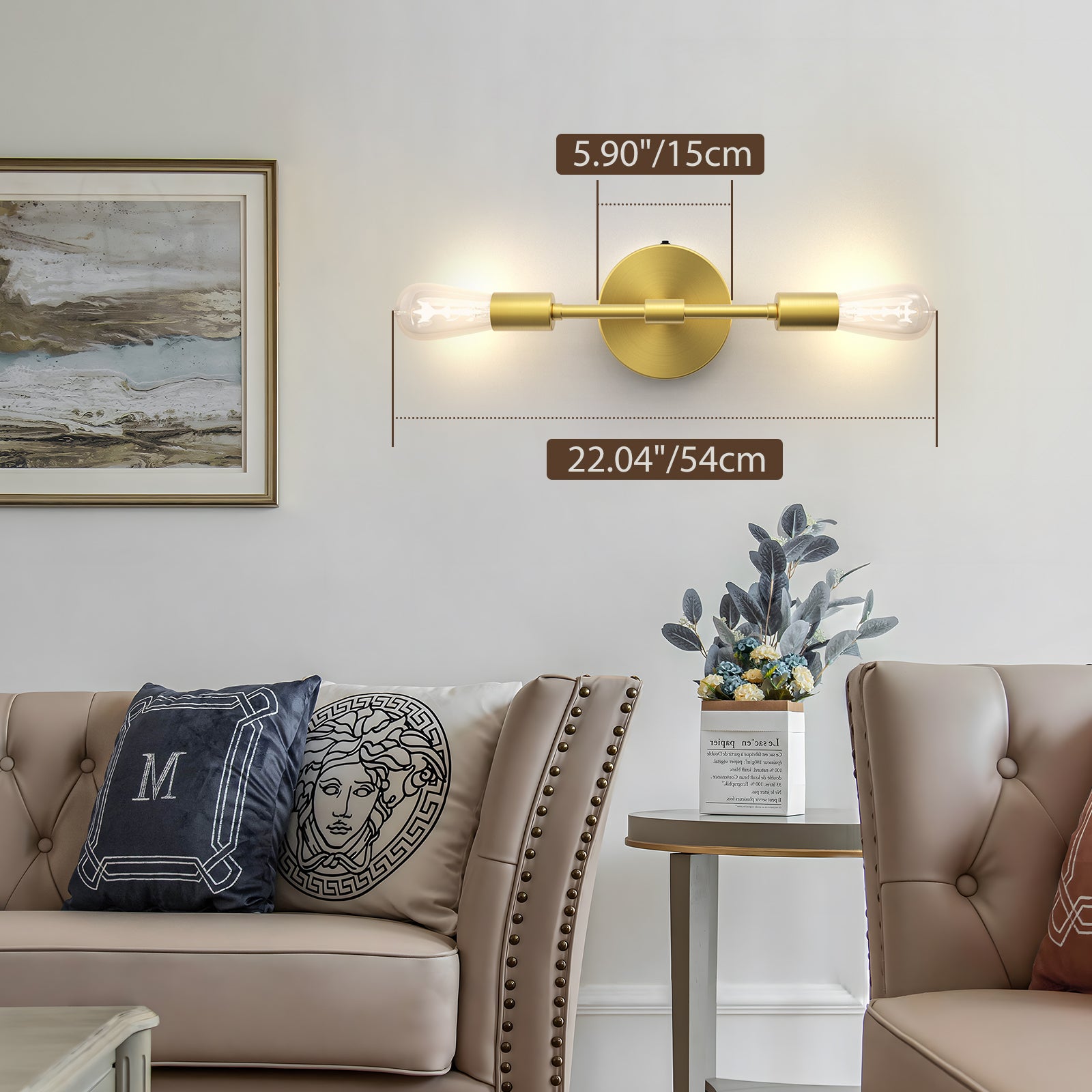 C05 Battery Powered Bathroom Wall Lights with Double Head