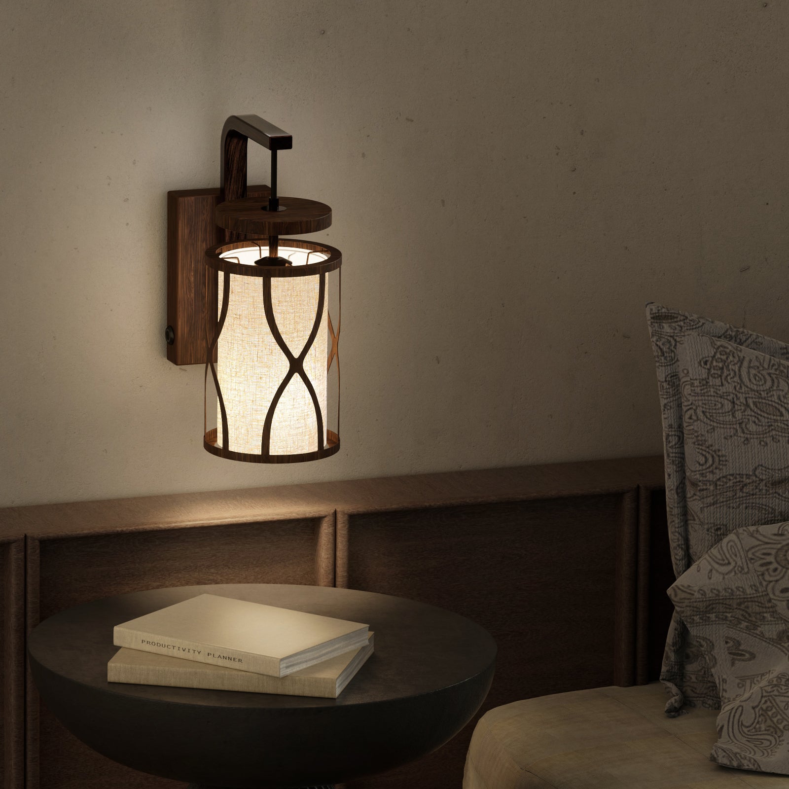 N10-1 Rustic Lantern Wall Sconce Touch Control Dimmable Wall Light Fixture