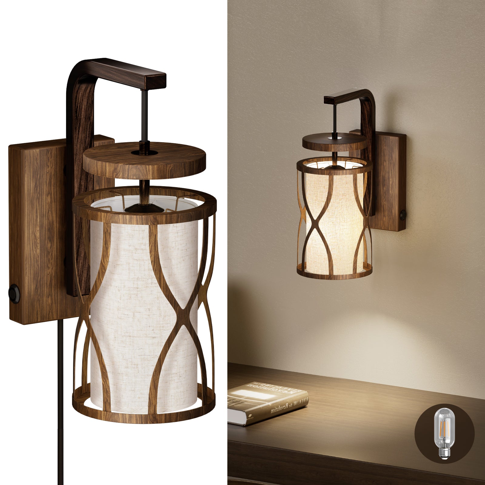 N10-1 Rustic Lantern Wall Sconce Touch Control Dimmable Wall Light Fixture