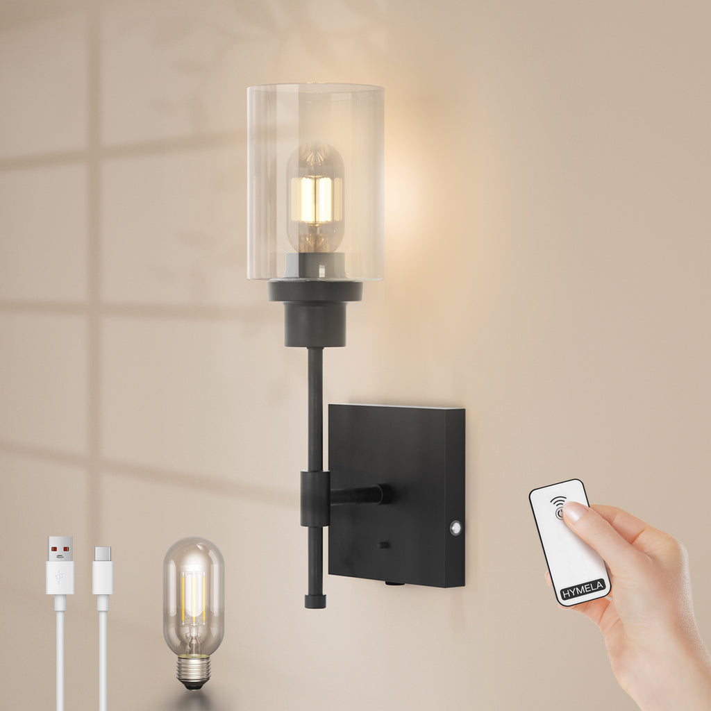 Wireless Wall Sconce with Remote Battery Operated Bedroom Bedside Lamp