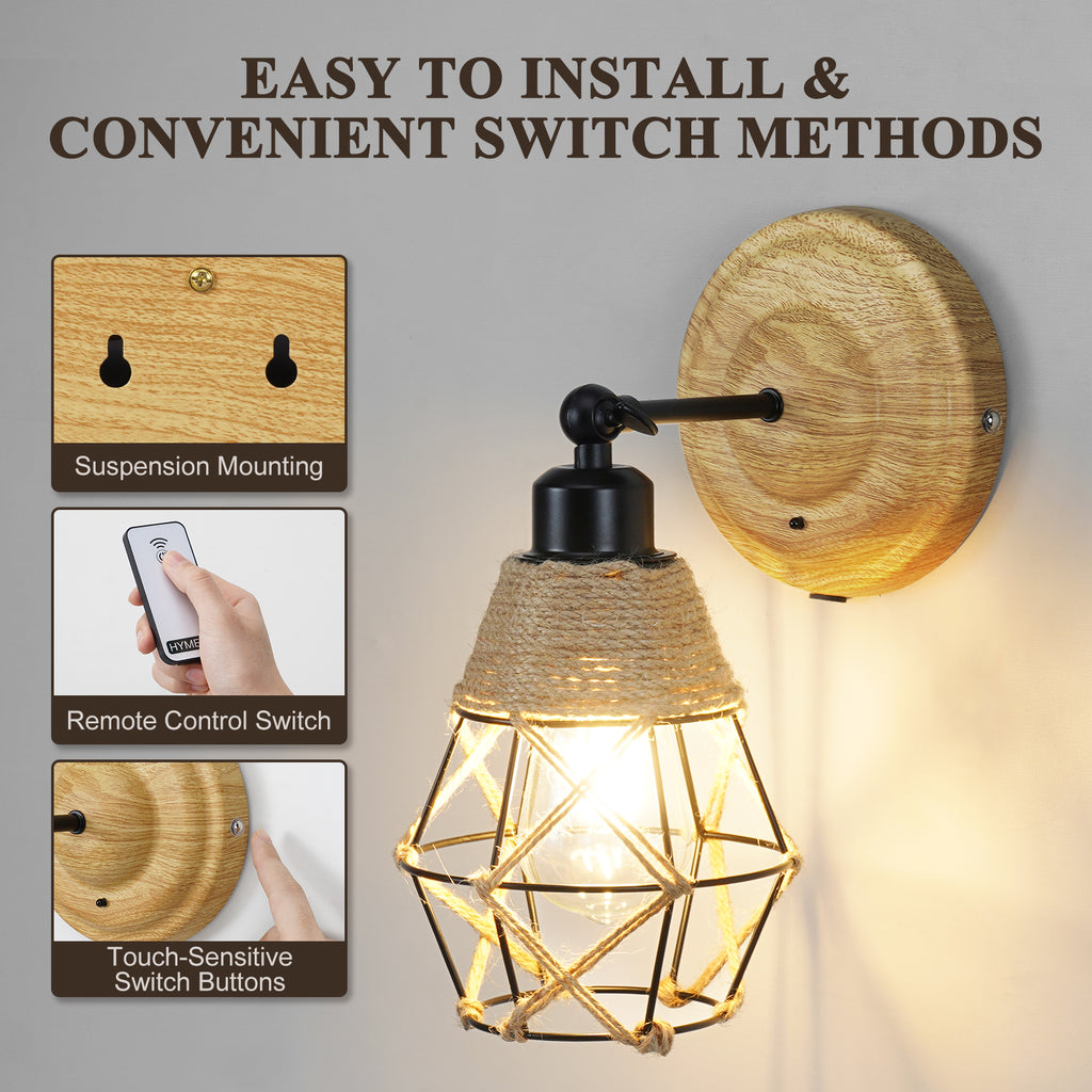 N06 Battery Operated Rustic Wall Sconces with Remote for All Home Styles