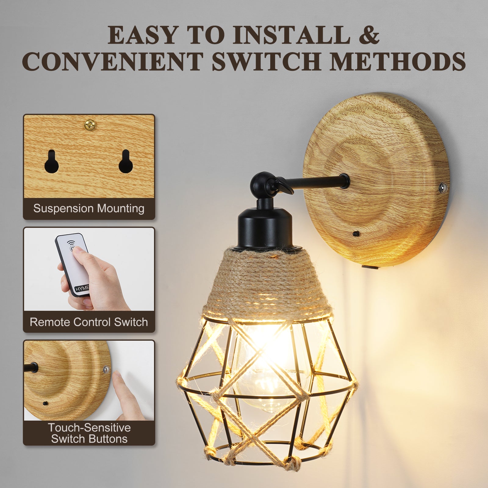 N06 Battery Operated Rustic Wall Sconces with Remote for All Home Styles