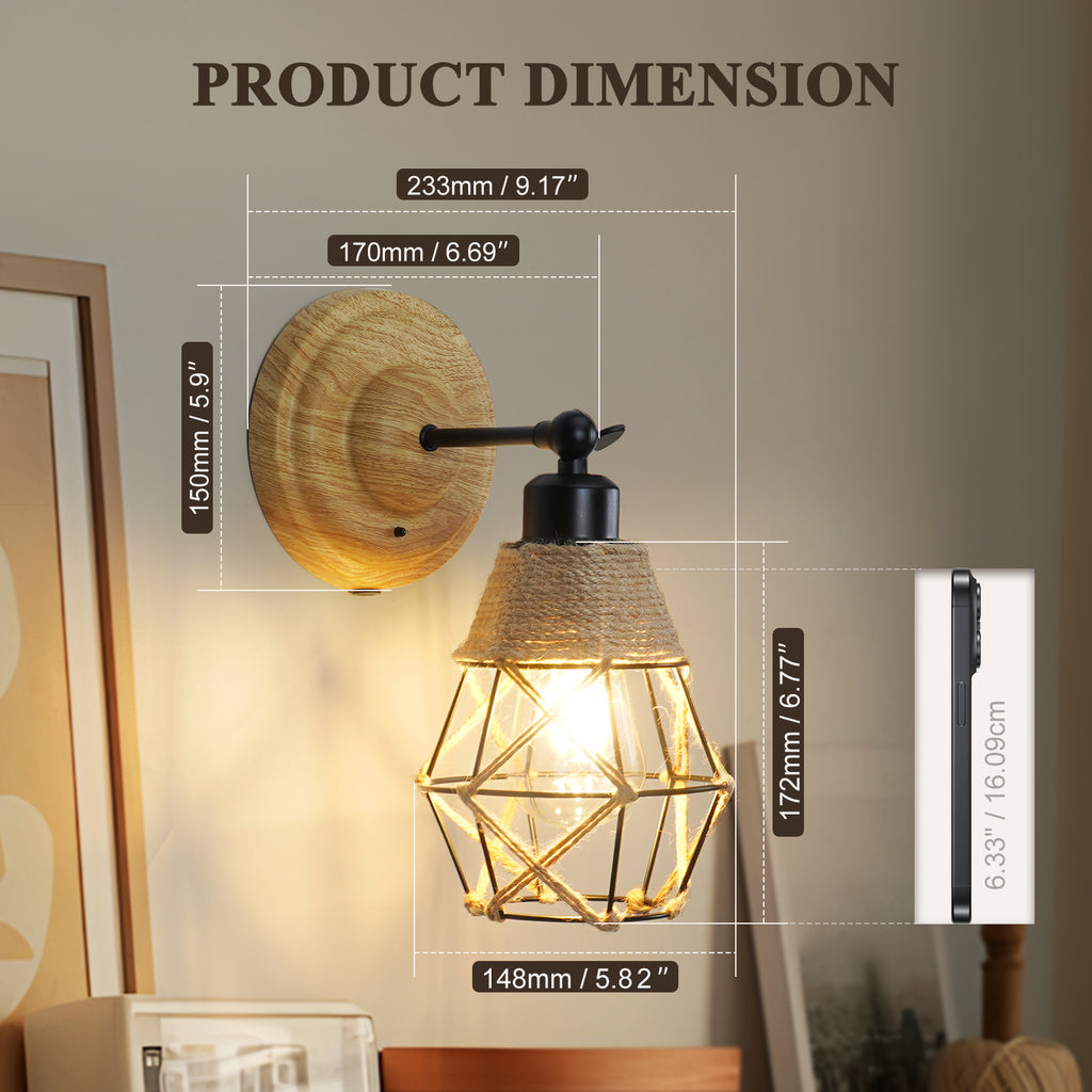 N06 Battery Operated Rustic Wall Sconces with Remote for All Home Styles