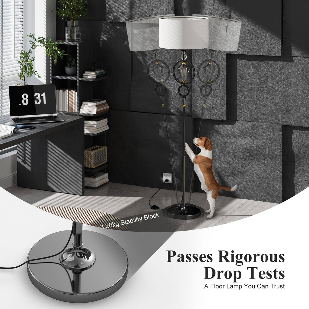 C06-4 Modern Diamond Floor Lamp with White Shade Foot Pedal Switch for All Home styles