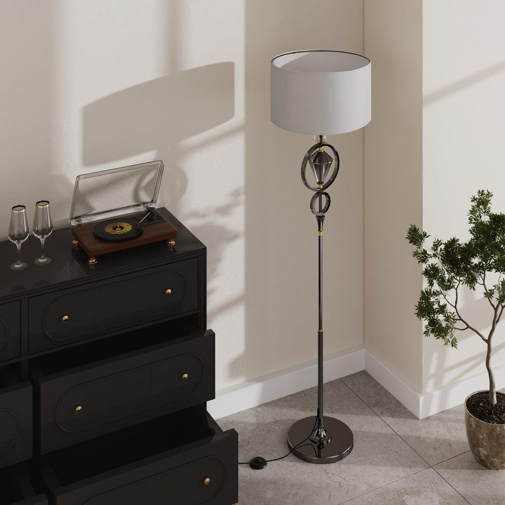 C06-4 Modern Diamond Floor Lamp with White Shade Foot Pedal Switch for All Home styles