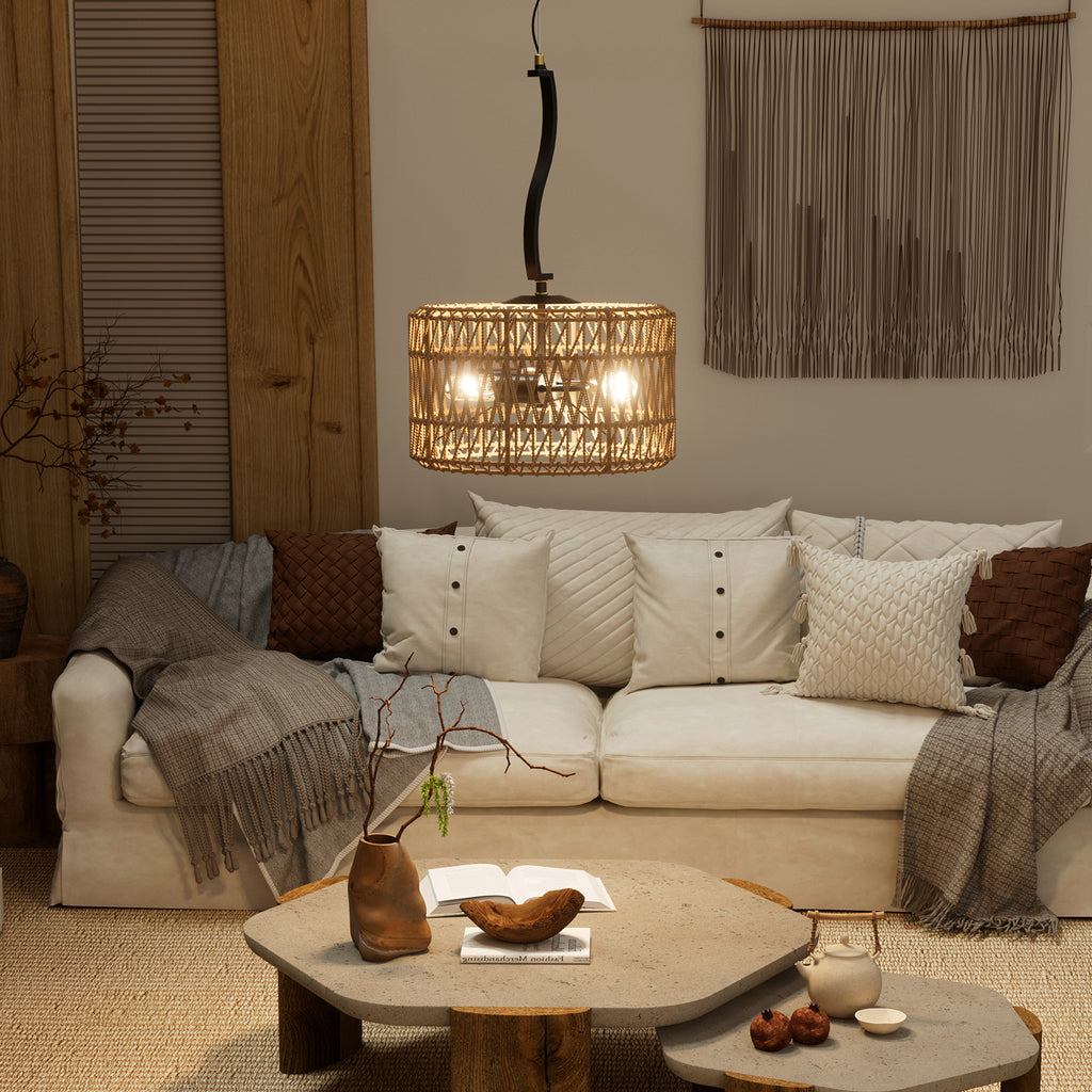 N11-4-2 Adjustable 3-Light Pendant Light Boho Chandelier for All Home Styles