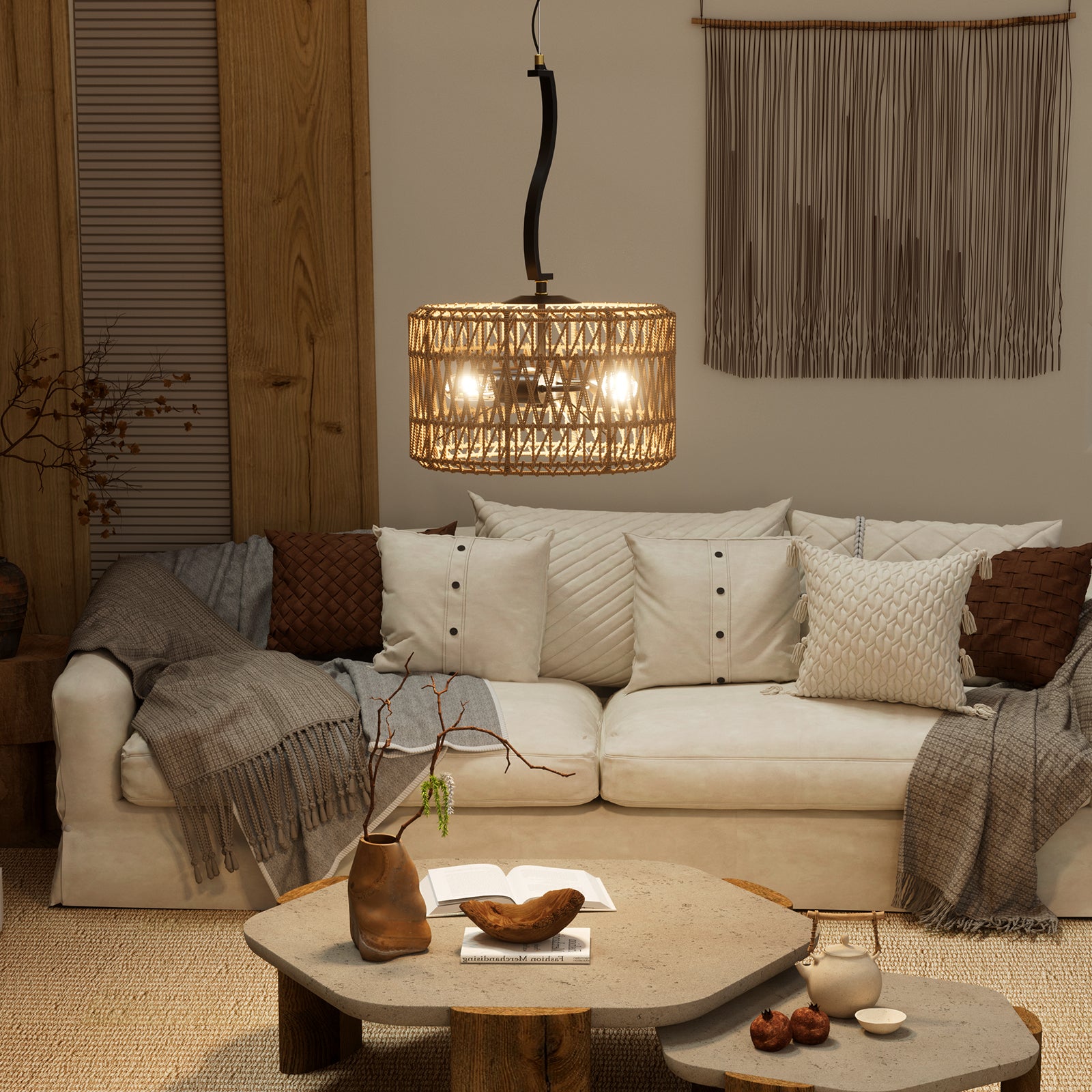 N11-4-2 Adjustable 3-Light Pendant Light Boho Chandelier for All Home Styles