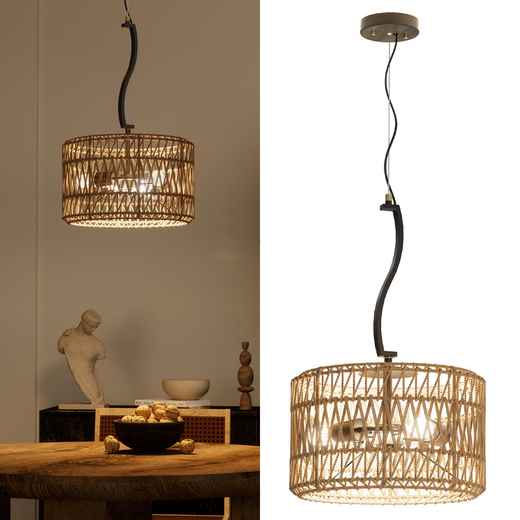 N11-4-2 Adjustable 3-Light Pendant Light Boho Chandelier for All Home Styles