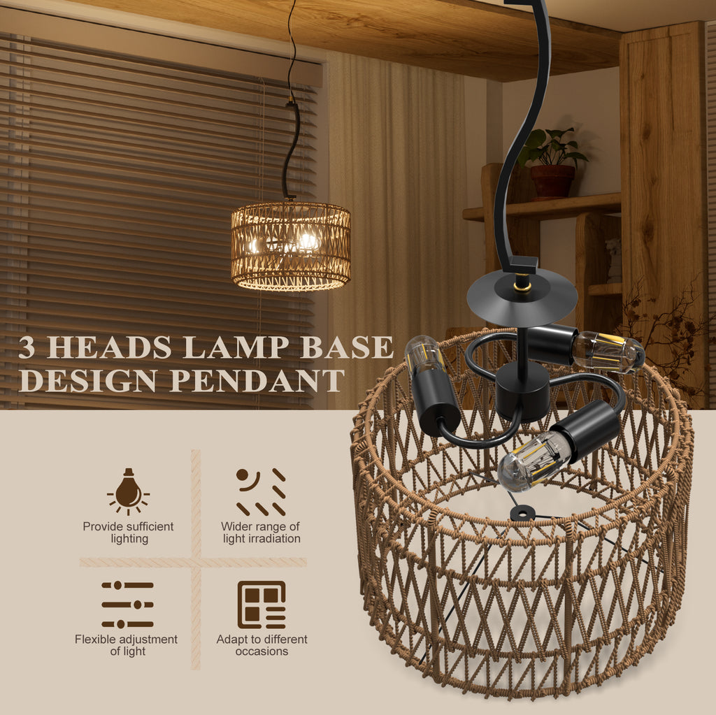 N11-4-2 Adjustable 3-Light Pendant Light Boho Chandelier for All Home Styles