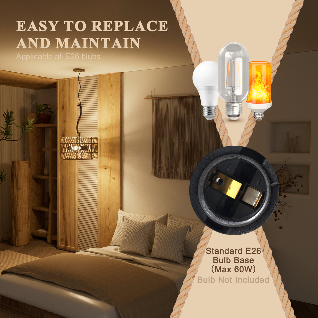 N11-4-2 Adjustable 3-Light Pendant Light Boho Chandelier for All Home Styles