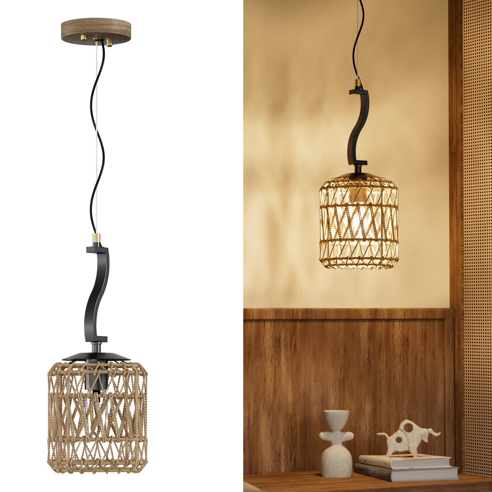 N11-4-1 Adjustable Farmhouse Pendant Light Fixtures for All Home Styles(Bulb Included)