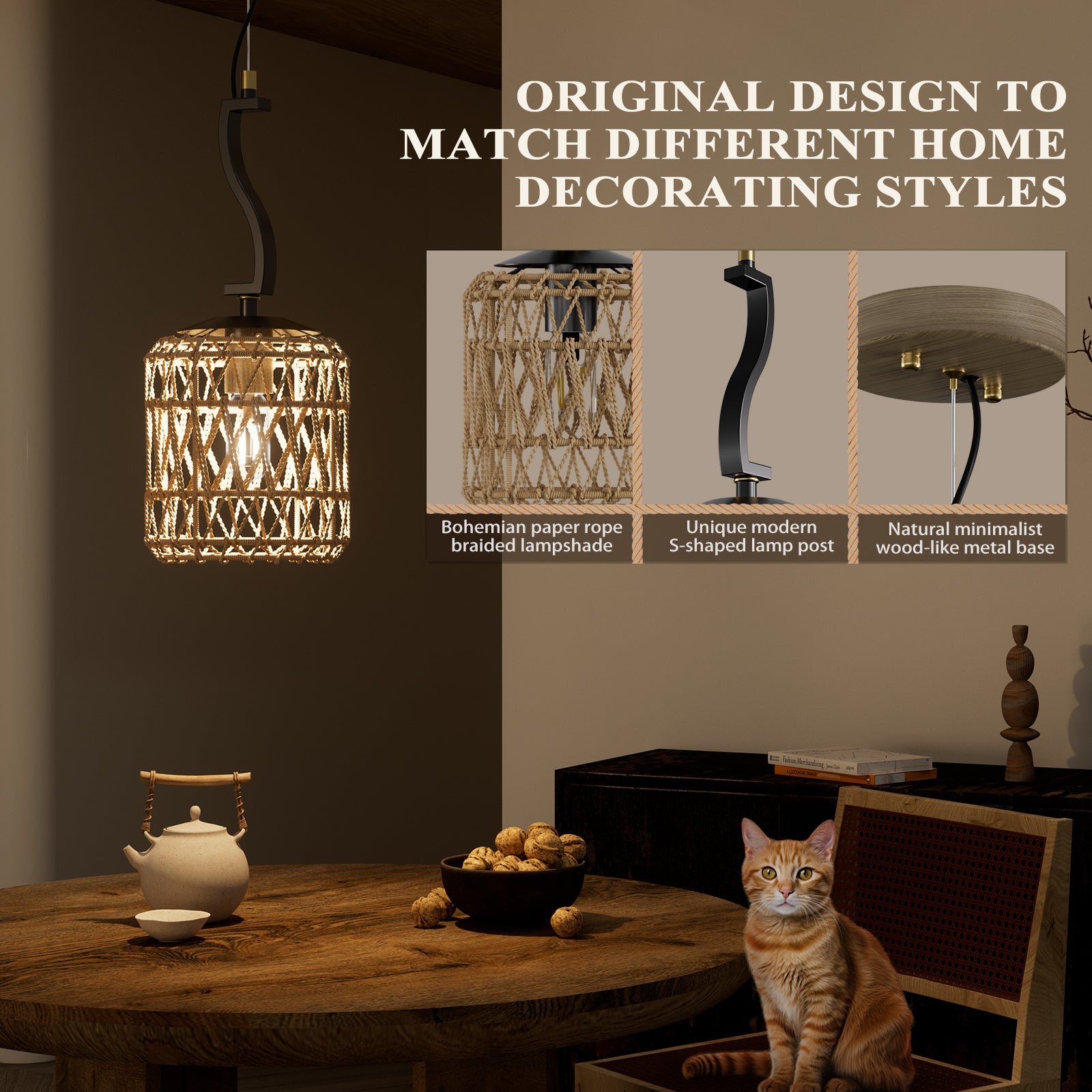 N11-4-1 Adjustable Farmhouse Pendant Light Fixtures for All Home Styles(Bulb Included)