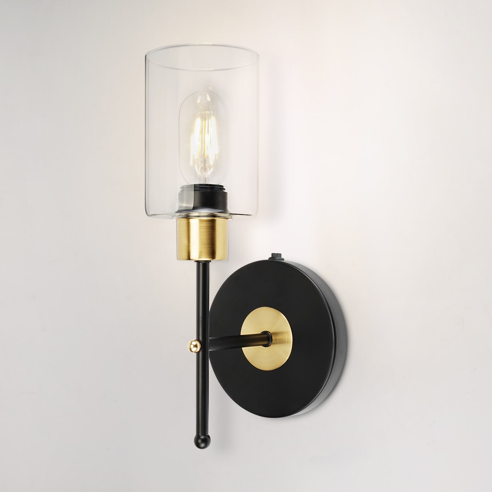 C01 Battery Operated Wall Sconces LED Lamp with Clear Glass Shade