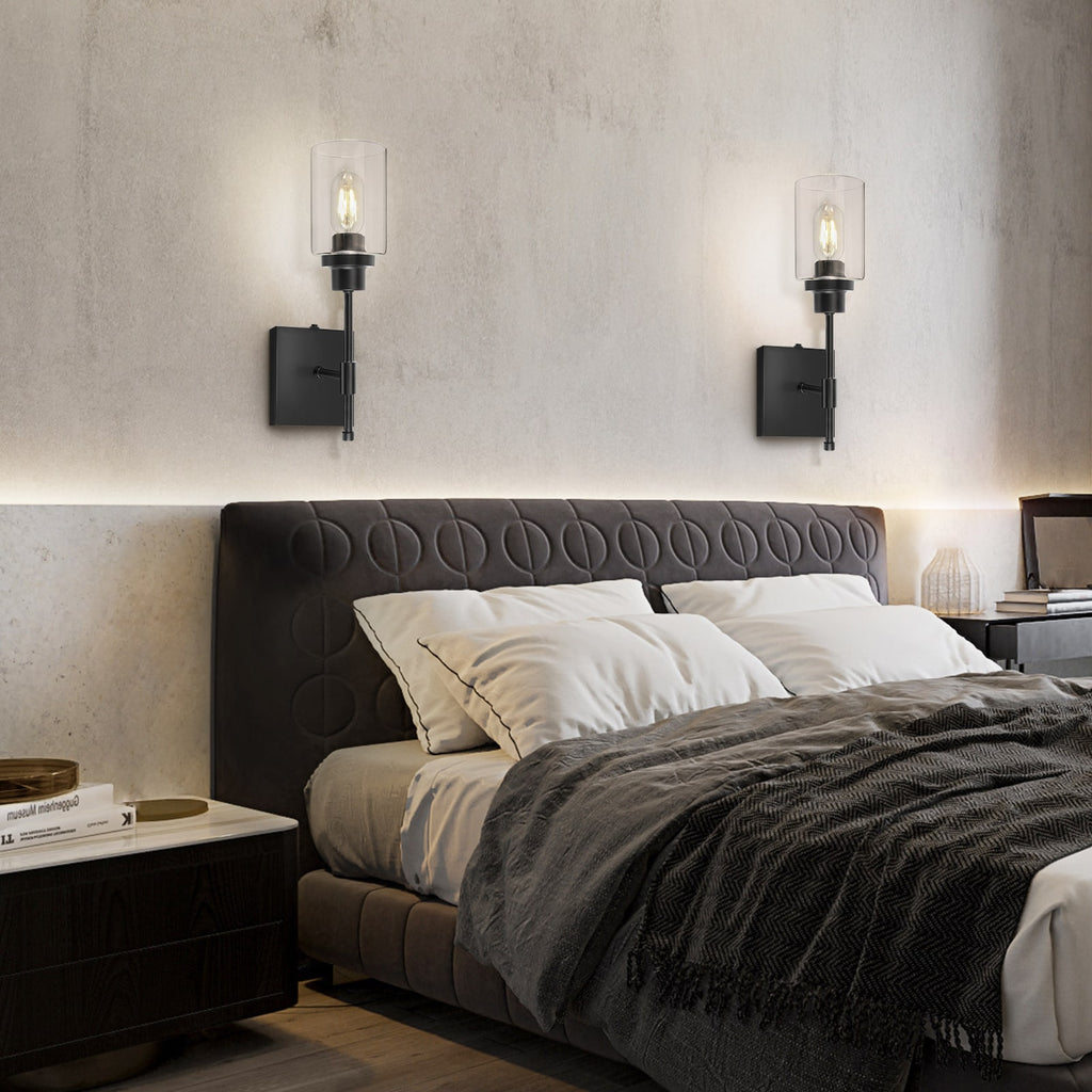 C02 Battery Operated Wall Sconces with Glass Shade for All Home Style（Bulb Included）