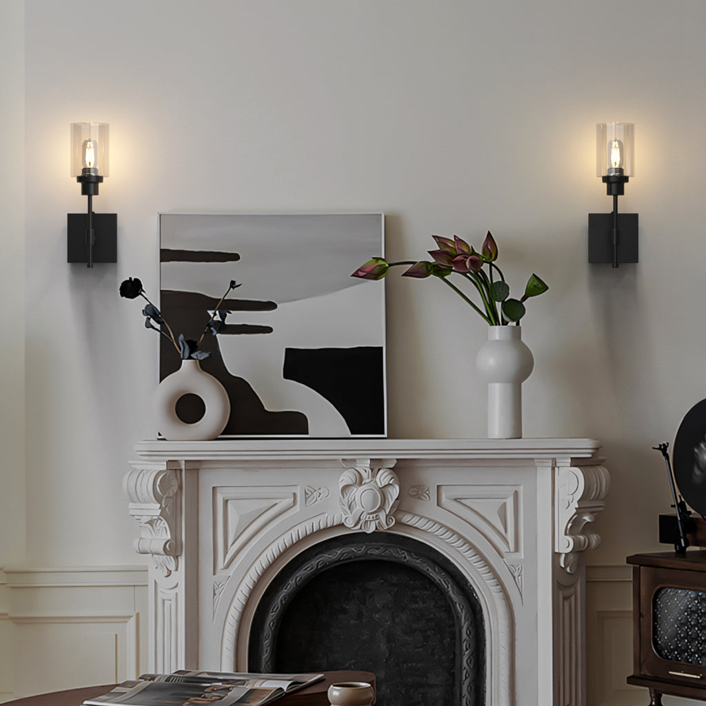 C02 Battery Operated Wall Sconces with Glass Shade for All Home Style（Bulb Included）