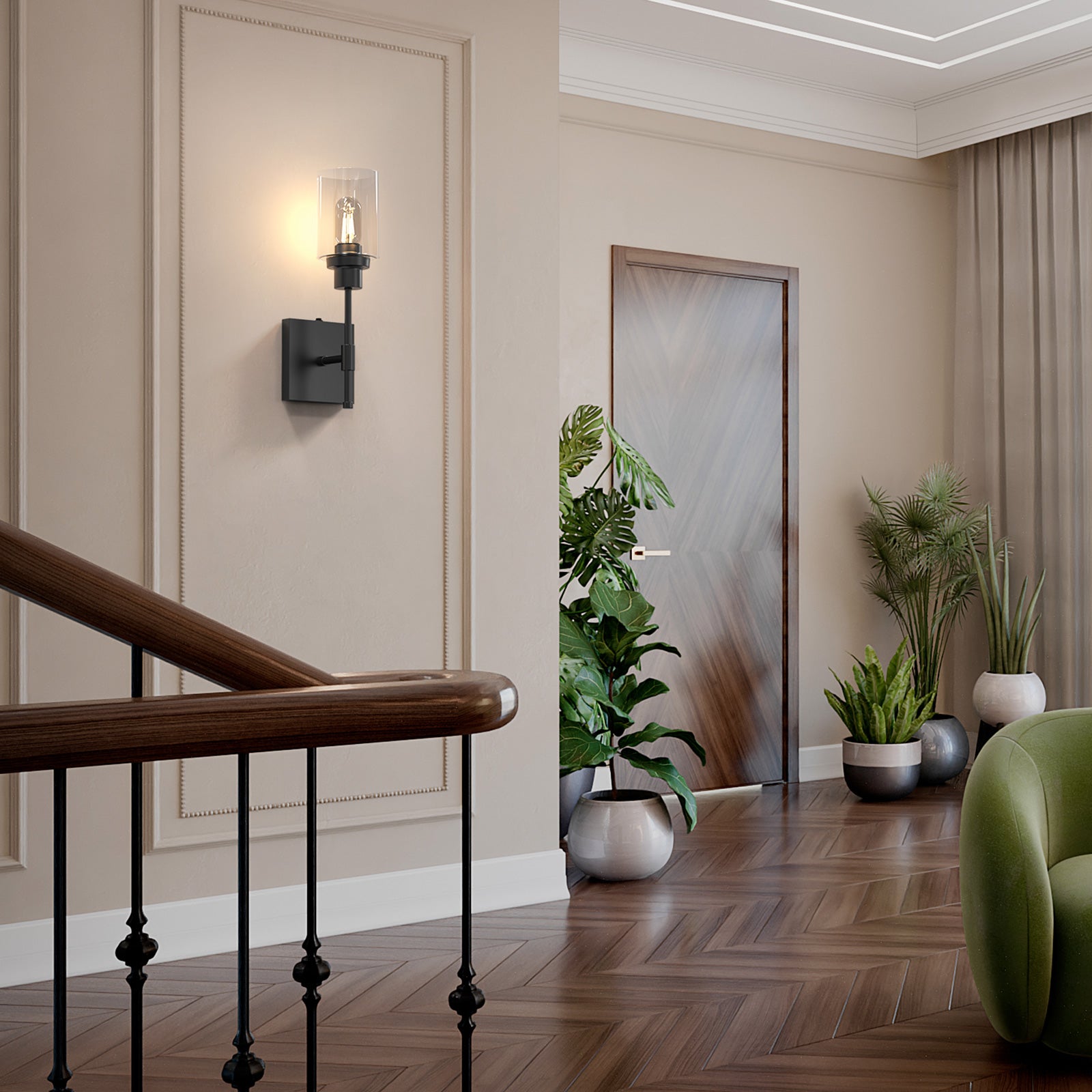 C02 Battery Operated Wall Sconces with Glass Shade for All Home Style（Bulb Included）