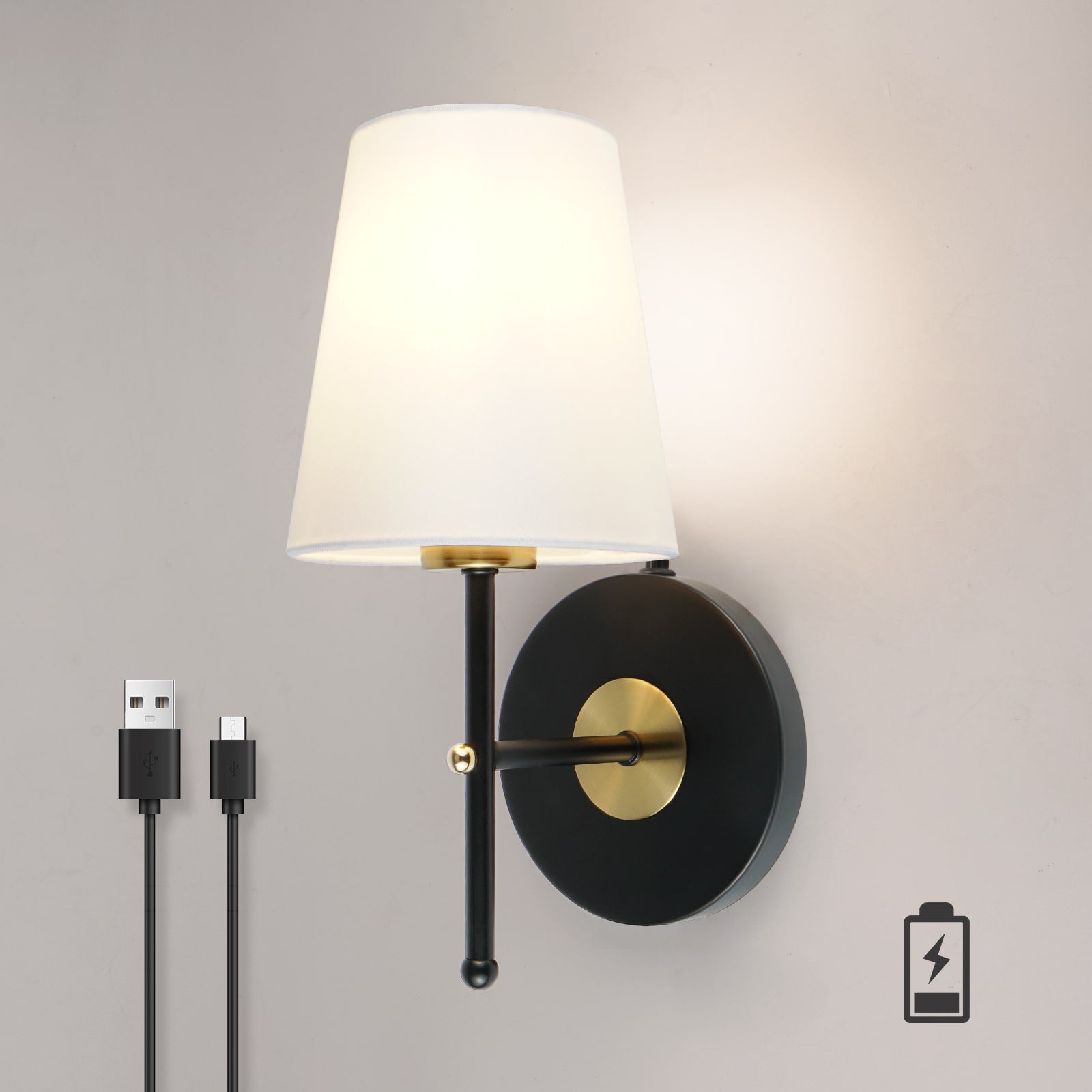 C01 Wall Mount LED Light with Linen Fabric Shade Bedside Wall Lamp
