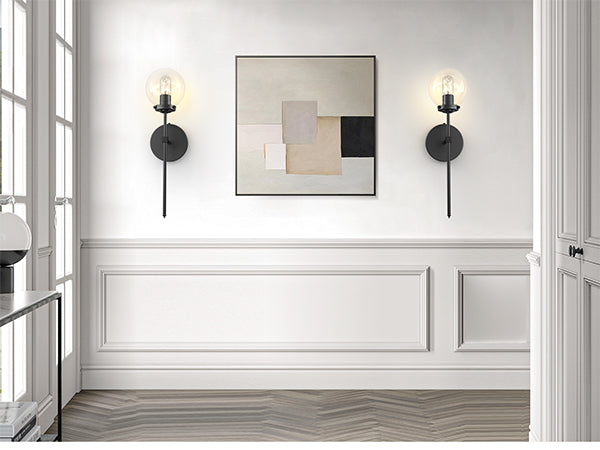C03 Rechargeable Hallway Wall Sconce Lighting with Glass Lampshade