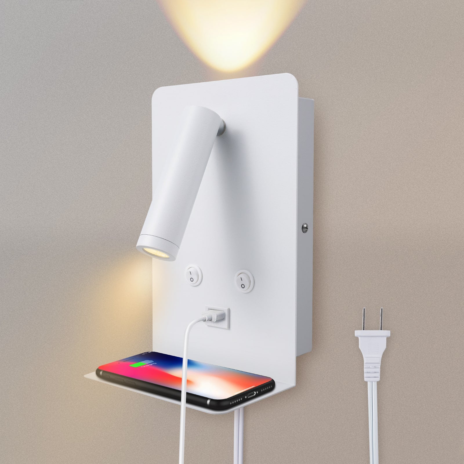 M03 Modern LED Wall Light Bedside Reading Light with USB Port
