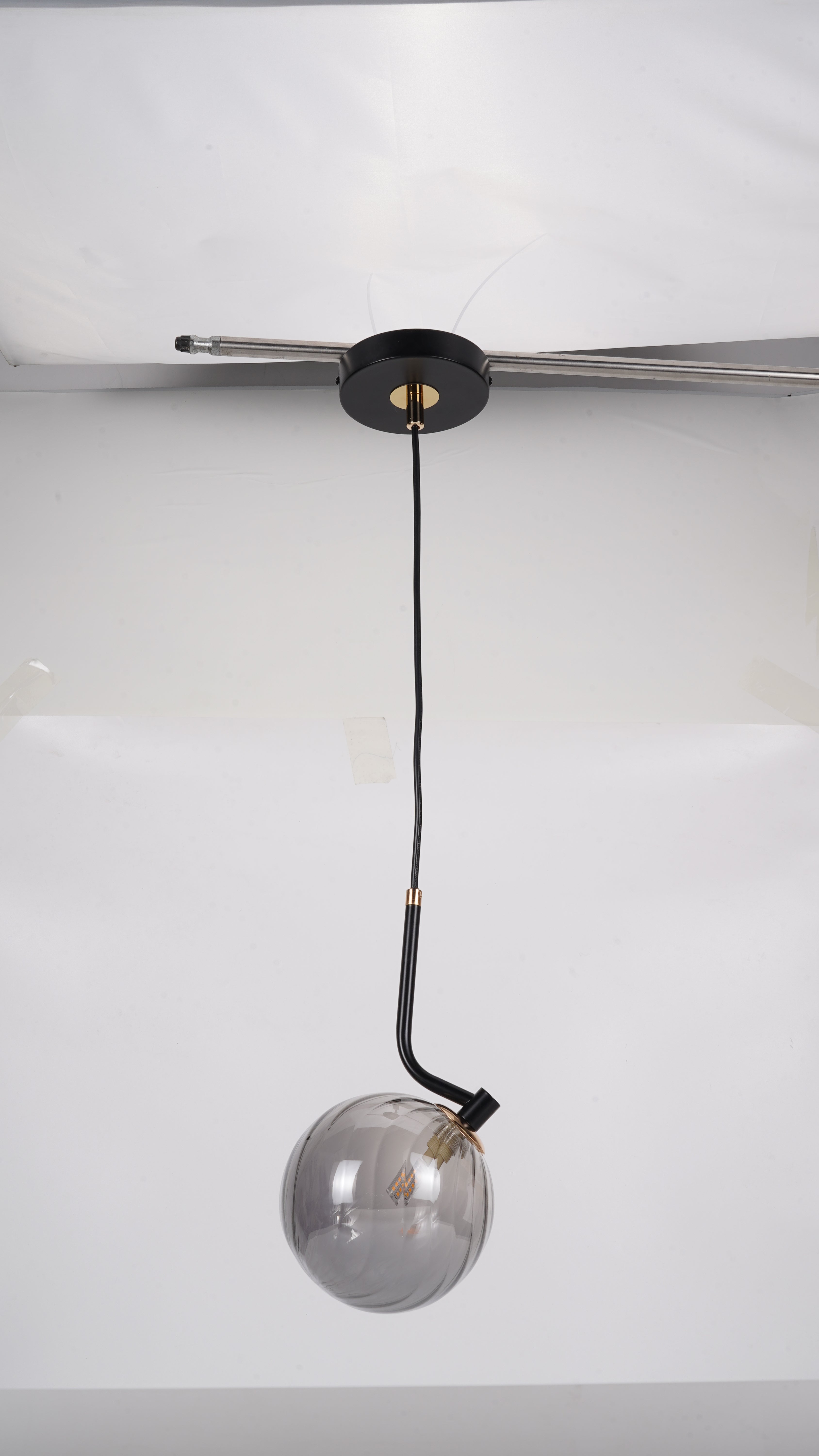 Modern Glass Pendant Light Smoked Grey Glass Shade Adjustable Cord for All Home Styles (1W-3W G9 Bulb Included)