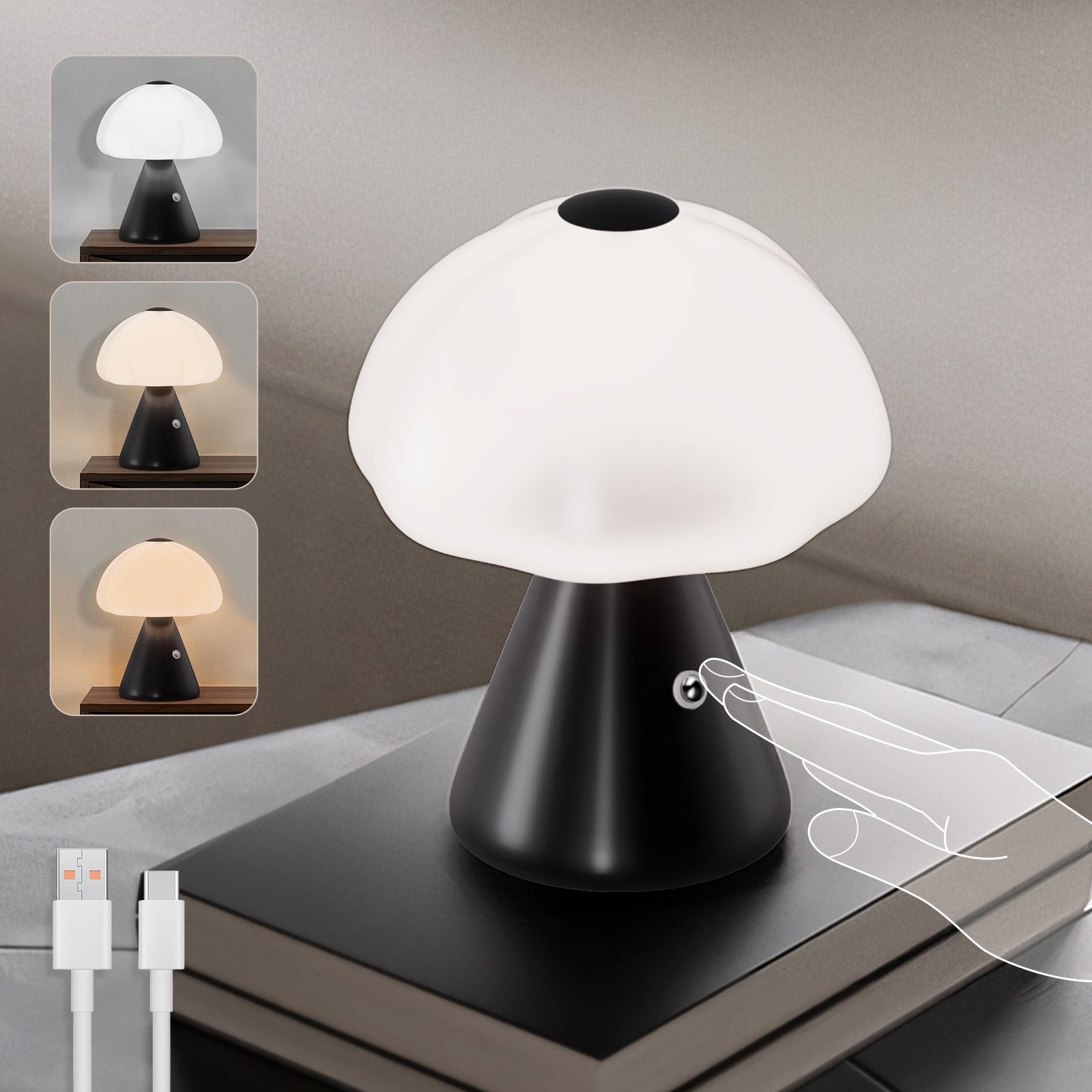M13 Dimmable Mushroom Lamp for Study Room Rechargeable Table Lamp