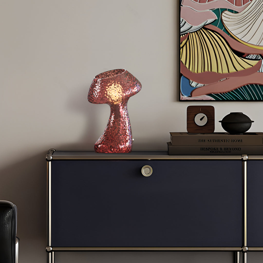 V06 Dimmable Mushroom Glass Table Lamp Nightstand Lamp for All Home Styles