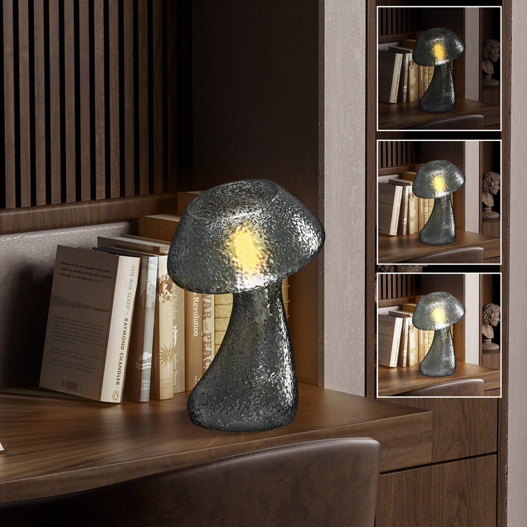 V06 Dimmable Mushroom Glass Table Lamp Nightstand Lamp for All Home Styles