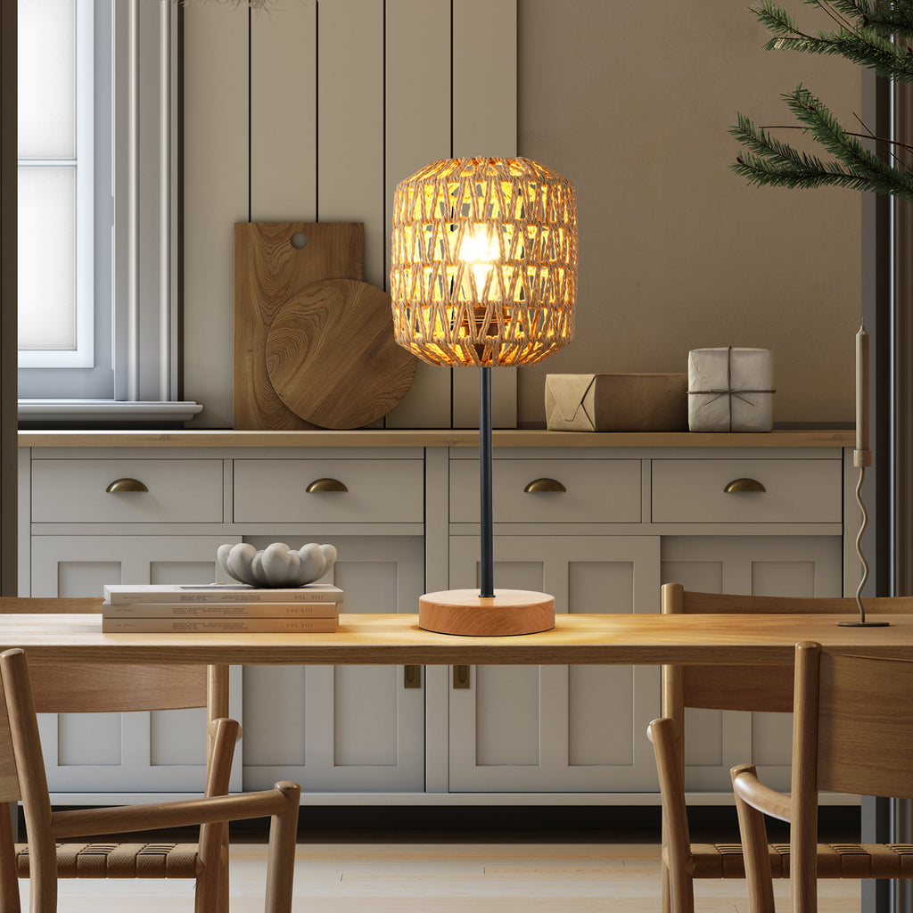 N02 Woven Rattan Shade Small Table Lights for Dining Room