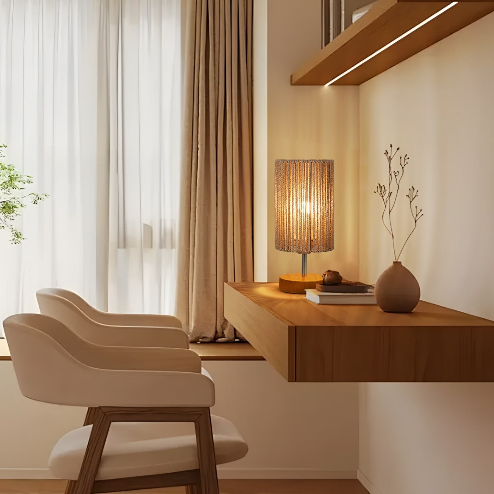 N08 Touch Control Rattan Table Lamp 3 Way Dimmable Bedside Lamps