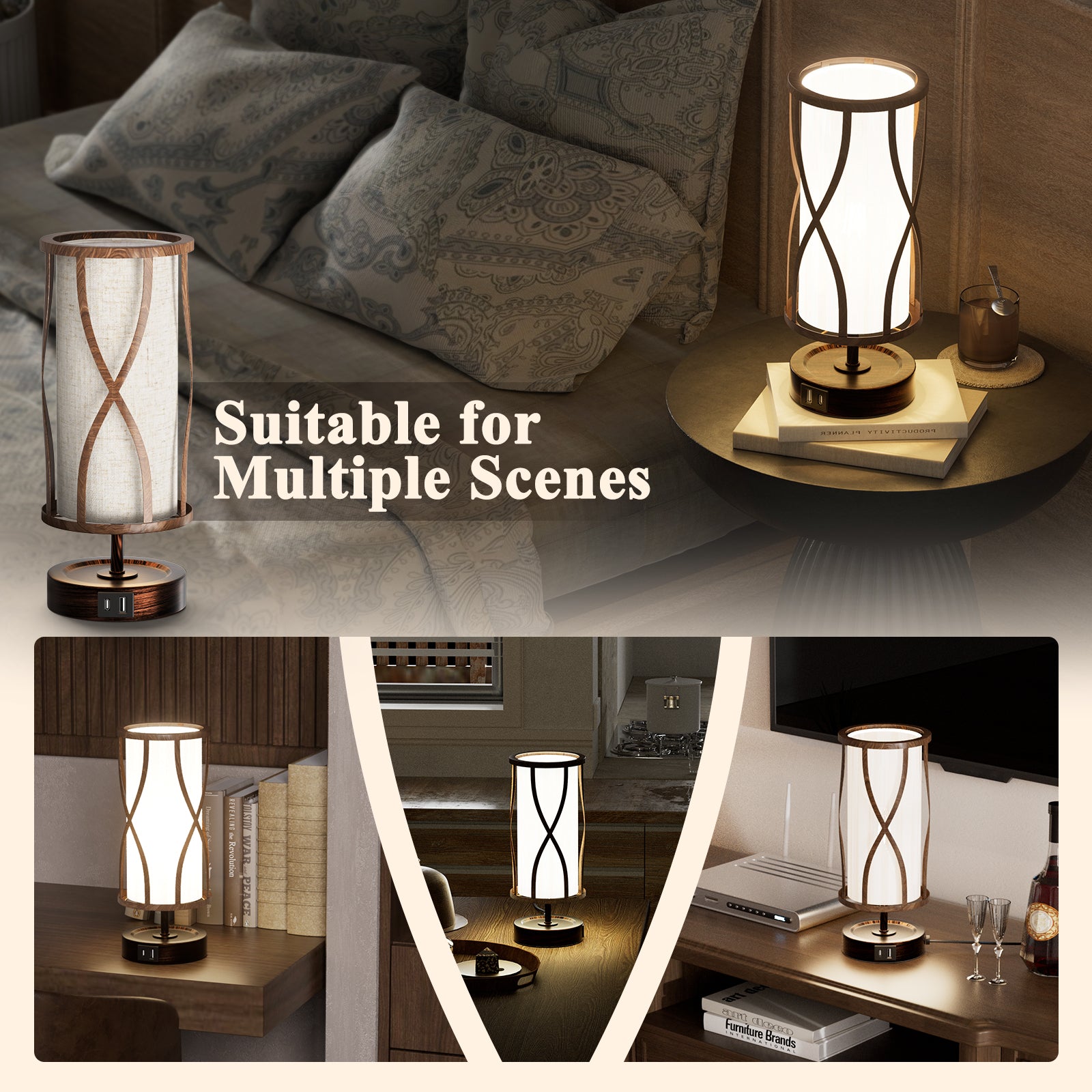 N10-2 Rustic Table Lamp Touch Control Dimmable for All Home Styles(Bulb Included)