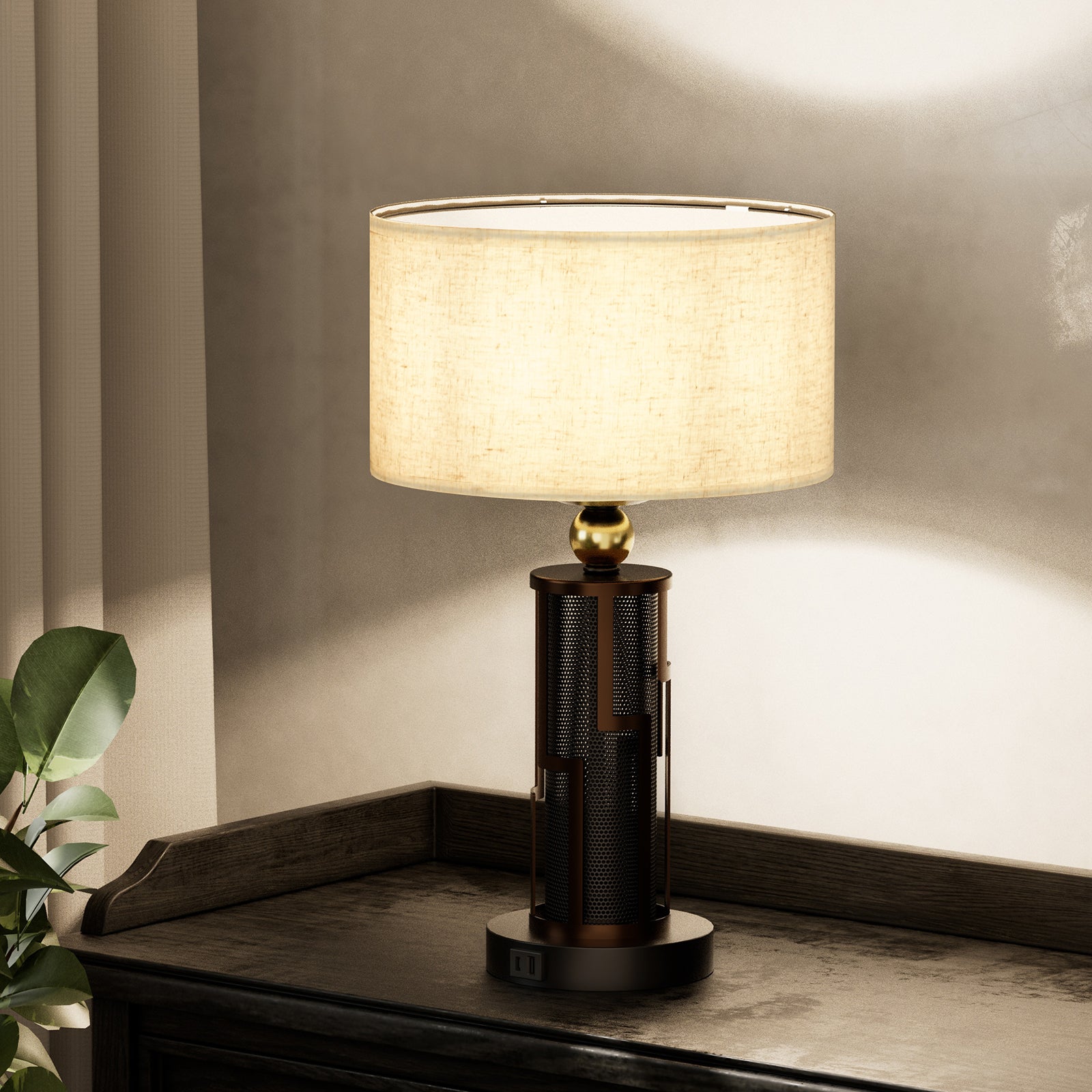 V07-2 Vintage Table Lamp 3 Way Dimmable for All Home Styles（Bulb Included）