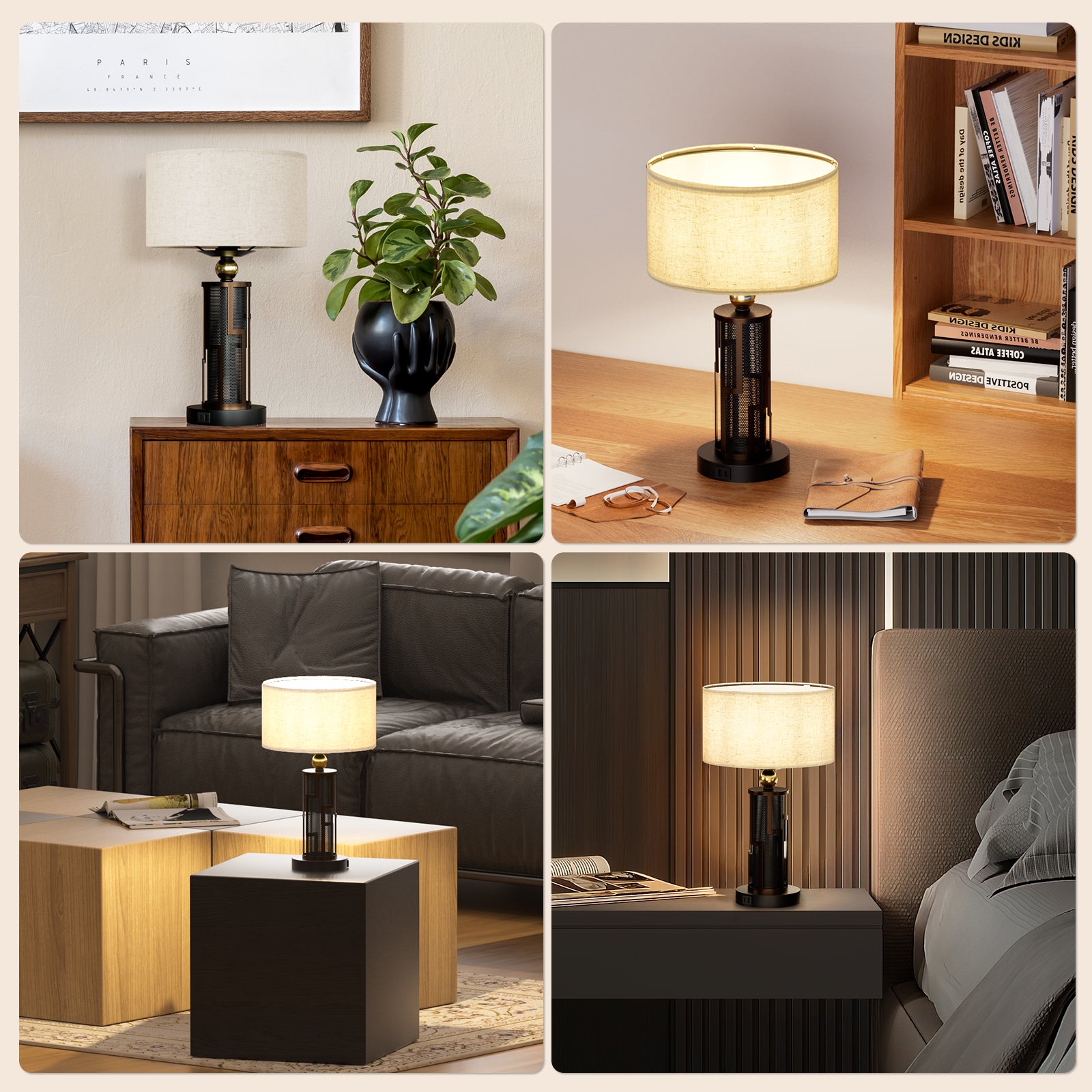 V07-2 Vintage Table Lamp 3 Way Dimmable for All Home Styles（Bulb Included）