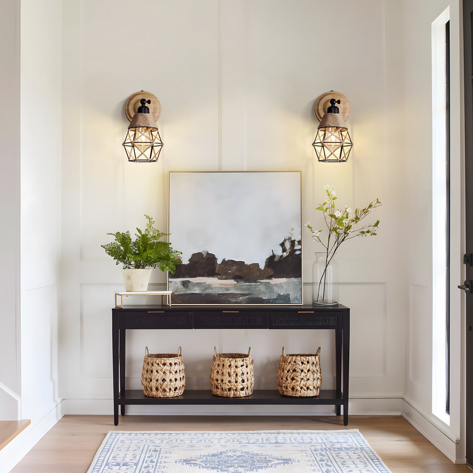 N06 Rustic Farmhouse Wall Light for Hallway - Battery Powered