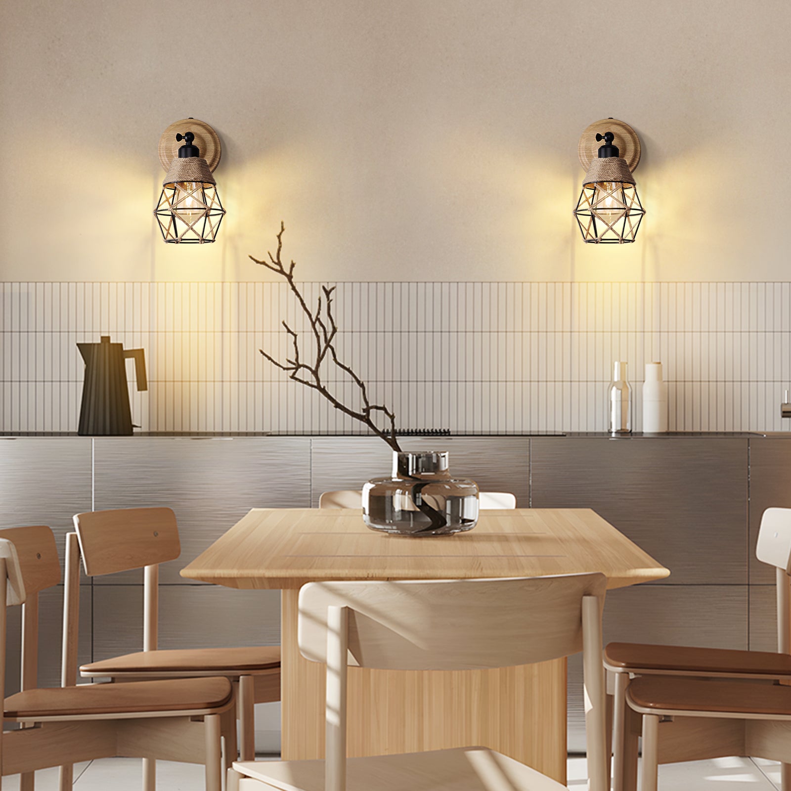 N06 Rustic Wall Light for Kitchen Battery Operated Cordless Lamp